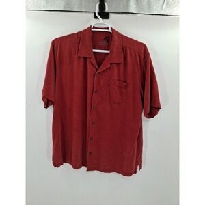 Tommy Bahama Shirt Mens XL Red Silk‎ Button Down Hawaiian Casual Short Sleeve